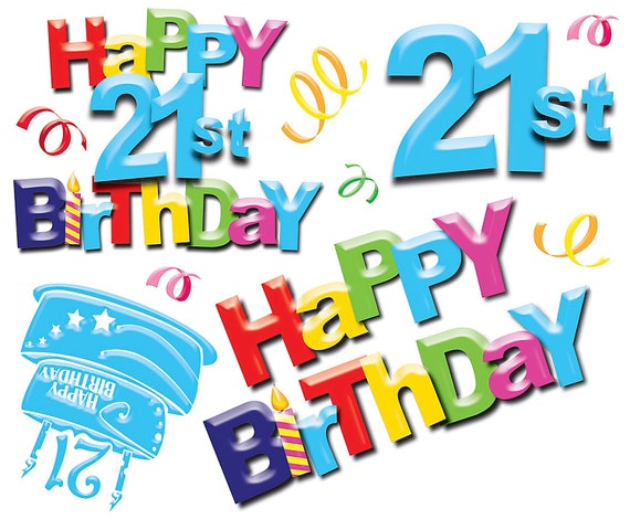 Happy 21st Birthday ~ Edible 2D Fondant Birthday Cake/Cupcake Topper ~ D5972