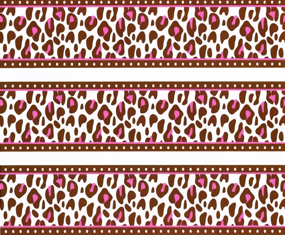 Pink Cheetah Birthday - Side Strips ~ Edible 2D Fondant Birthday Cake Side Toppers ~ D7726