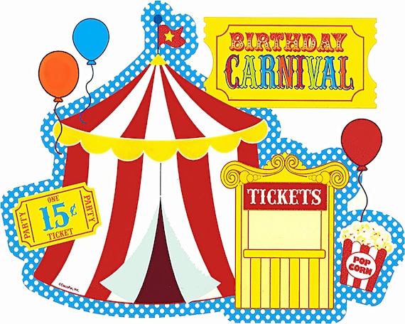 Carnival Birthday ~ Edible 2D Fondant Birthday Cake/Cupcake Topper ~ D1473