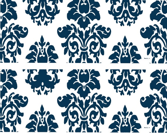 Navy Blue Damask Birthday ~ Edible 2D Fondant Birthday Cake Side Toppers ~ D22847