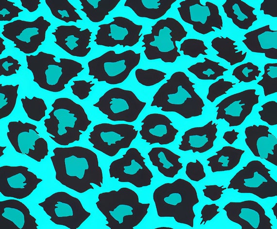 Turquoise Cheetah Print - Background Birthday ~ Edible 2D Fondant Birthday Cake/Cupcake Topper ~ D9739