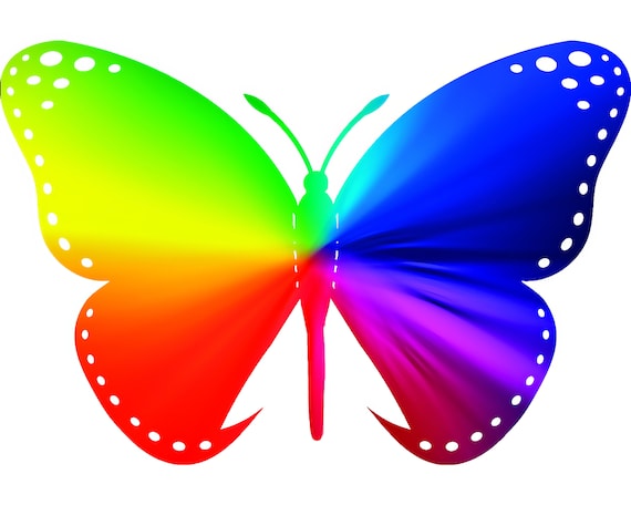 Rainbow Butterfly ~ Edible 2D Fondant Birthday Cake/Cupcake Topper ~ D20903