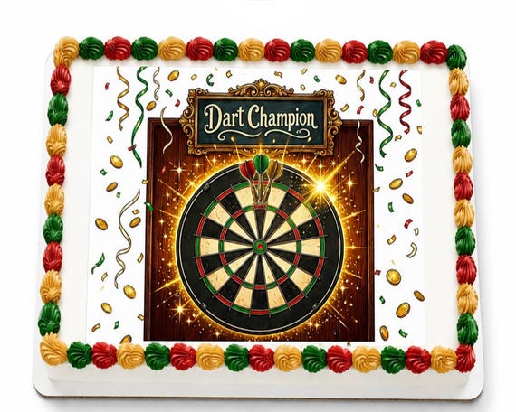 Dart Champion Board Edible Cake Topper, Game Night Frosting Sheet Image ~ D30141