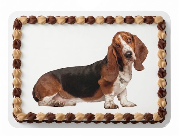Basset Hound Edible Cake Topper, Dog Breed Frosting Sheet Image, Basset Hound Birthday Dog Lover ~ D6598