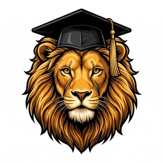 Lion Graduation Edible Cake Topper Image, Personalized (9 Size Options) - SKU D30015