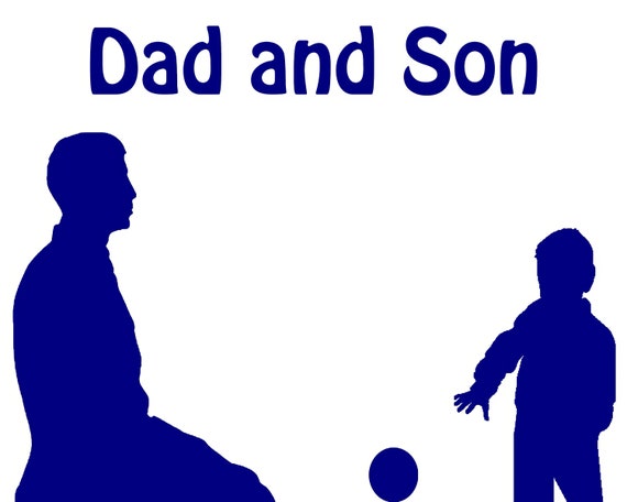 Blue Dad & Son Silhouette Birthday ~ Edible 2D Fondant Birthday Cake/Cupcake Topper ~ D24613