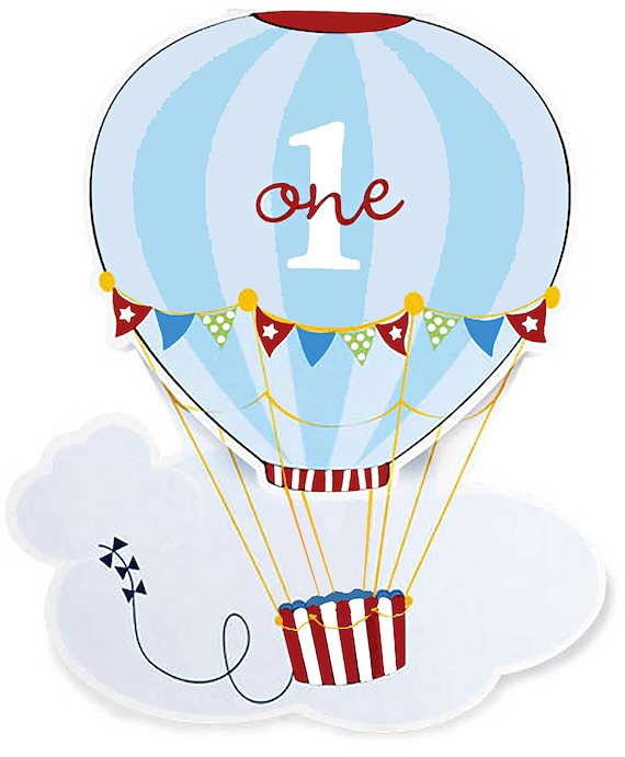 1st Birthday Hot Air Balloon Background ~ Edible 2D Fondant Birthday Cake/Cupcake Topper ~ D10069