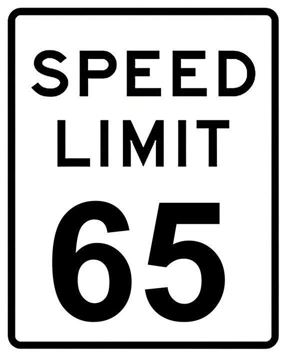 Speed Limit 65 Birthday ~ Edible 2D Fondant Birthday Cake/Cupcake Topper ~ D24470