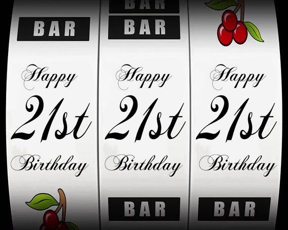 21st Birthday Casino Slot Machine ~ Edible 2D Fondant Birthday Cake/Cupcake Topper ~ D21863