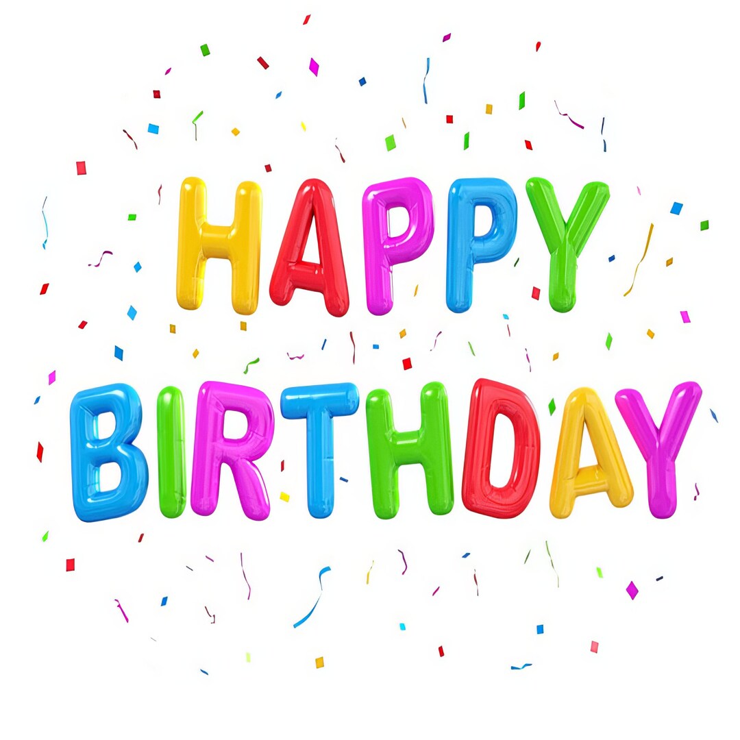 Happy Birthday Confetti Edible 2D Fondant Birthday Cake/cupcake Topper ...