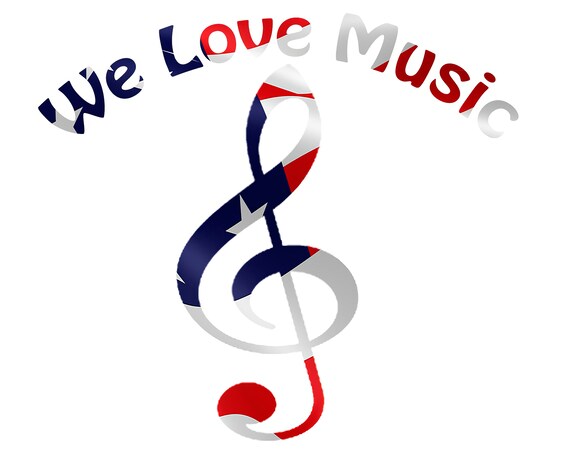 We Love Music Notes Band Patriotic Birthday ~ Edible 2D Fondant Birthday Cake/Cupcake Topper ~ D22702