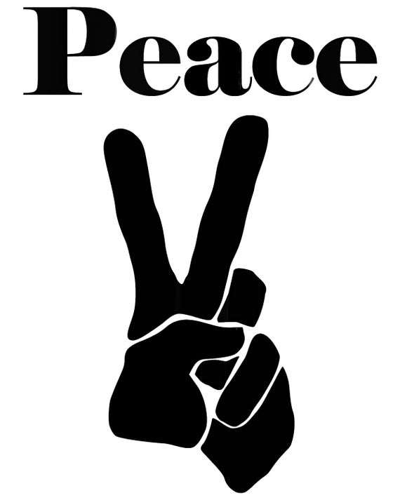 Black Peace Sign Hippie Birthday ~ Edible 2D Fondant Birthday Cake/Cupcake Topper ~ D24130