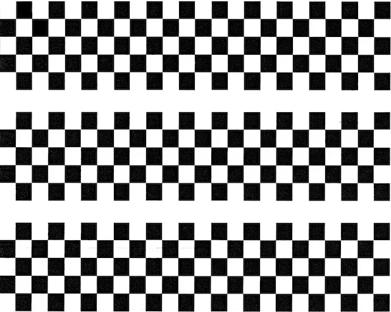 Checkerboard - Birthday Side Strips ~ Edible 2D Fondant Birthday Cake Side Toppers ~ D20666