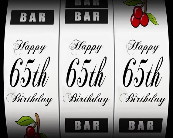 65th Birthday Casino Slot Machine ~ Edible 2D Fondant Birthday Cake/Cupcake Topper ~ D21871