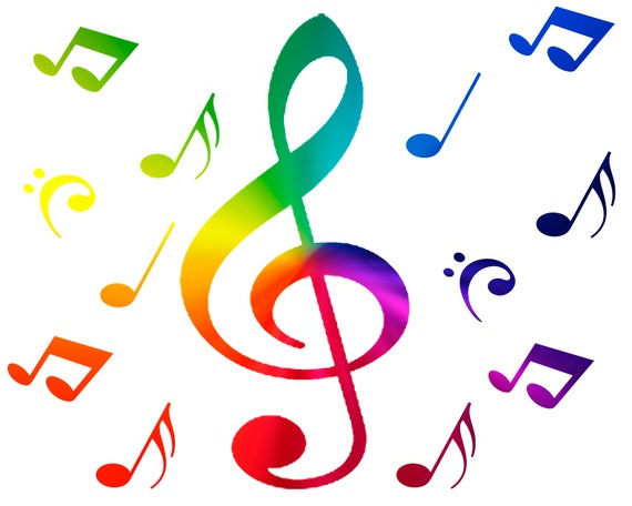 Band Music Notes Rainbow Birthday ~ Edible 2D Fondant Birthday Cake/Cupcake Topper ~ D22718