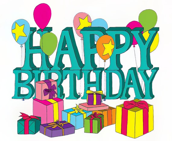 Happy Birthday Presents ~ Edible 2D Fondant Birthday Cake/Cupcake Topper ~ D5949