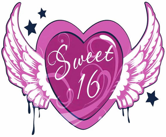 Sweet 16 Heart Wings Birthday ~ Edible 2D Fondant Birthday Cake/Cupcake Topper ~ D2204