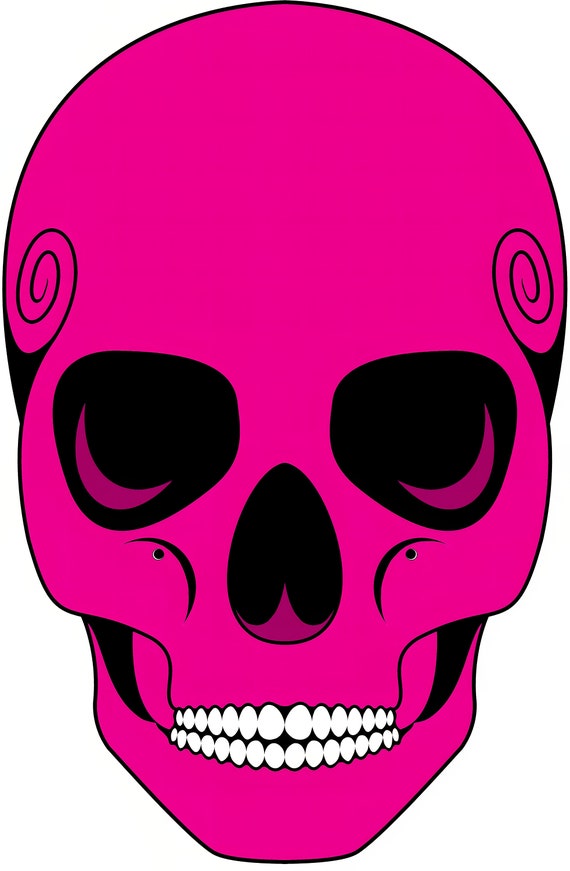 Magenta Skull Halloween ~ Edible 2D Fondant Birthday Cake/Cupcake Topper ~ D9911