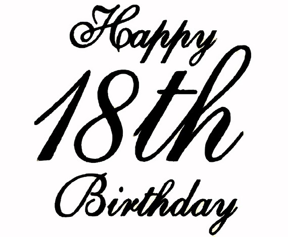 Black Happy 18th Birthday ~ Edible 2D Fondant Birthday Cake/Cupcake Topper ~ D22440