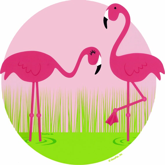 Summer Flamingos Birthday ~ Edible 2D Fondant Birthday Cake/Cupcake Topper ~ D987