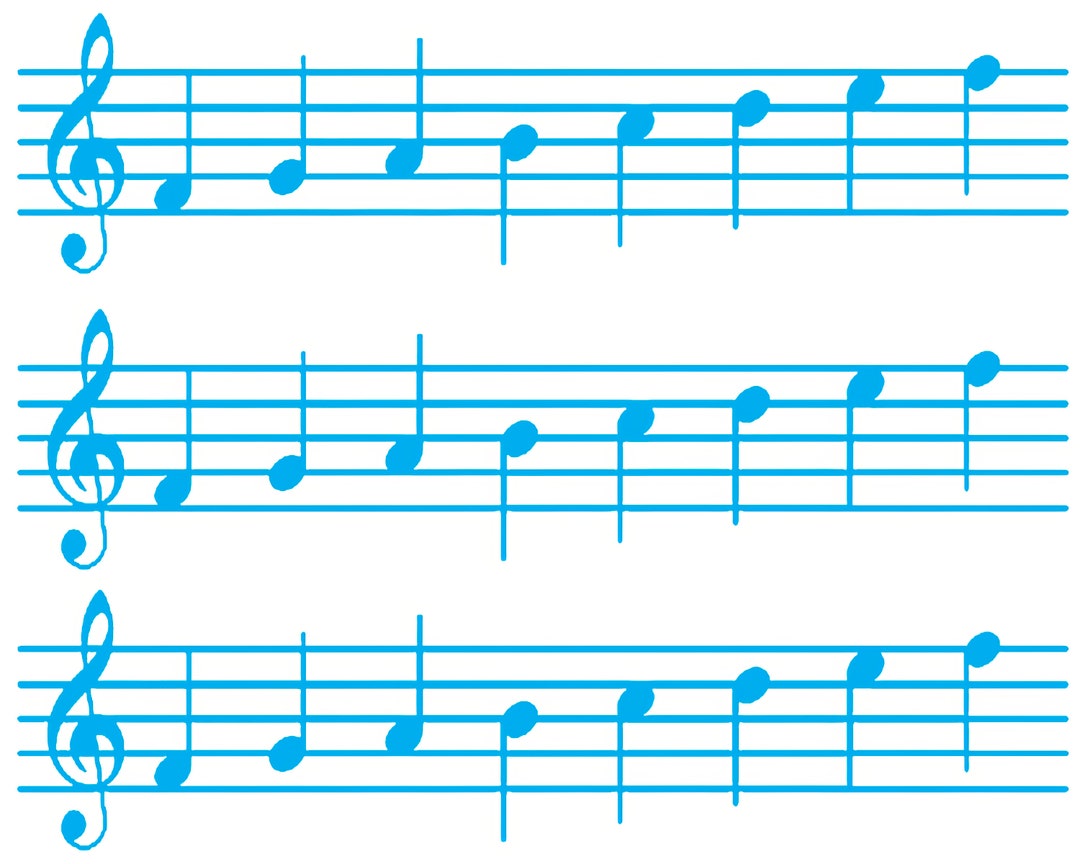 Blue Sheet Music Band Notes Birthday - Side Strips ~ Edible 2D Fondant ...