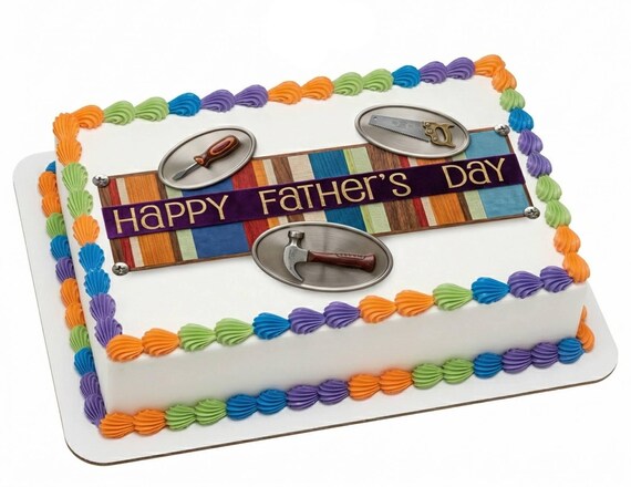 Happy Father’s Day Woodworking Tools Edible Cake Topper, Dad Handyman Frosting Sheet Decoration ~ D6511