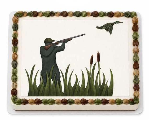 Duck Hunting Edible Cake Topper, Camo Birthday Frosting Sheet Image, Outdoor Party ~ D3957