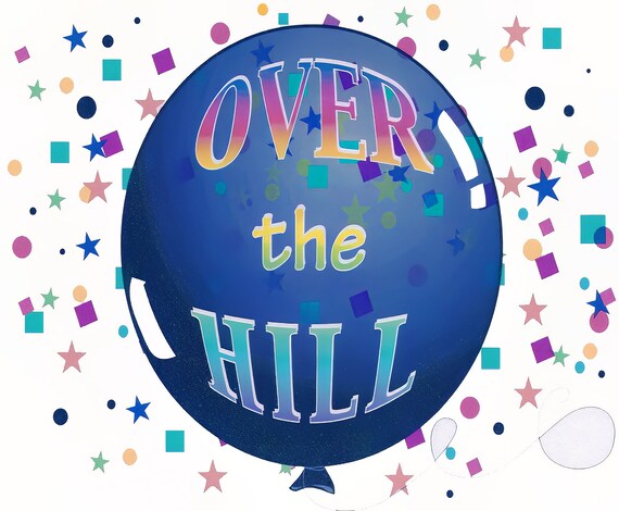 Over The Hill Birthday ~ Edible 2D Fondant Birthday Cake/Cupcake Topper ~ D2205