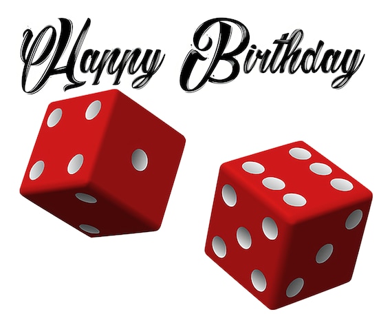 Casino Las Vegas Red Dice Happy Birthday ~ Edible 2D Fondant Birthday Cake/Cupcake Topper ~ D22909