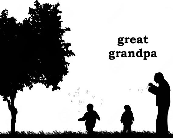 Great Grandpa Silhouette Background - 2D Edible Cake/Cupcake Topper For Birthdays and Parties! - D24308