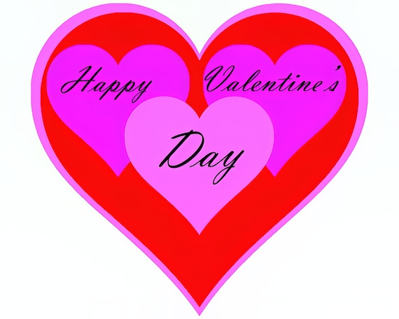 Happy Valentine's Day Hearts ~ Edible 2D Fondant Birthday Cake/Cupcake Topper ~ D22102