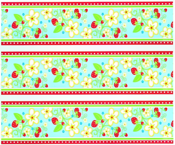 Strawberry - Side Strips ~ Edible 2D Fondant Birthday Cake Side Toppers ~ D20881