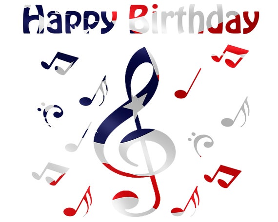 Band Music Notes Patriotic Happy Birthday ~ Edible 2D Fondant Birthday Cake/Cupcake Topper ~ D22720