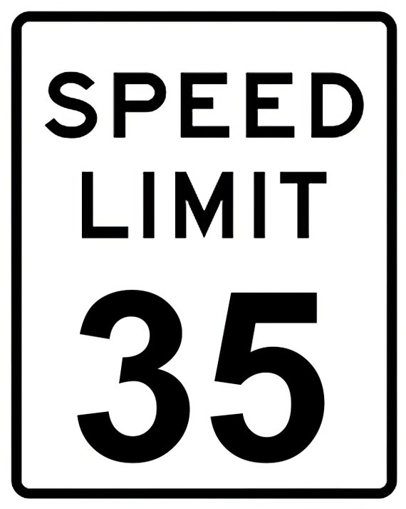 Speed Limit 35th Birthday Sign ~ Edible 2D Fondant Birthday Cake/Cupcake Topper ~ D24488