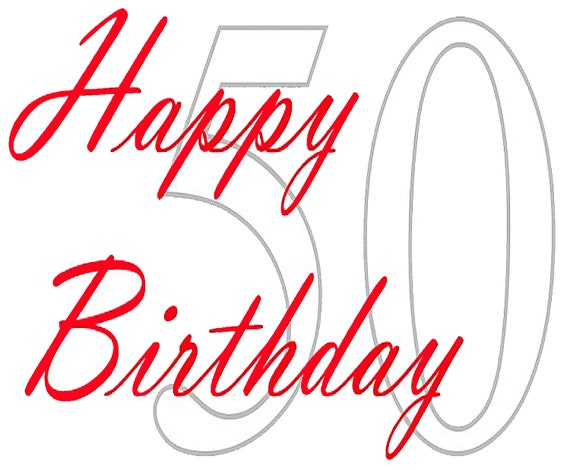 Happy 50th Birthday ~ Edible 2D Fondant Birthday Cake/Cupcake Topper ~ D5991