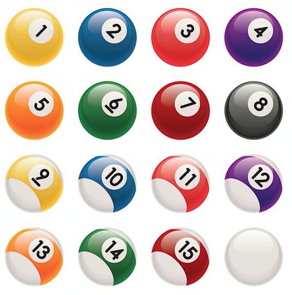 Pool Balls  1 through 12 ~ Edible 2D Fondant Birthday Cake/Cupcake Topper ~ D22565