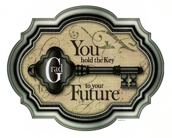 Key To The Future Graduation ~ Edible 2D Fondant Birthday Cake/Cupcake Topper ~ D22185