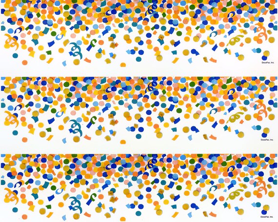 Confetti - Birthday Background - Side Strips ~ Edible 2D Fondant Birthday Cake Side Toppers ~ D22560