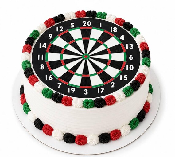 Dartboard Edible Cake Topper, Darts Birthday Frosting Sheet, Game Night Party ~ D22524