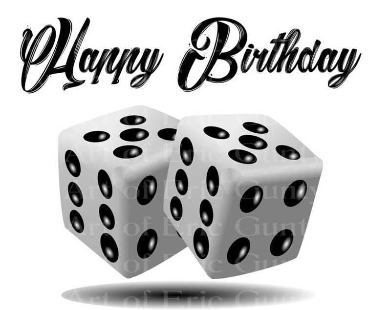 Casino Las Vegas White Dice Happy Birthday Edible 2D Fondant Etsy