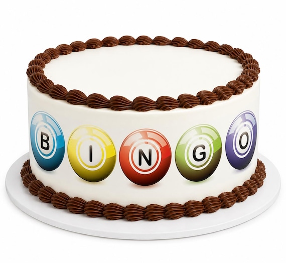 Bingo Balls Edible Cake Side Strip, Game Night Frosting Sheet Decoration ~ D30209