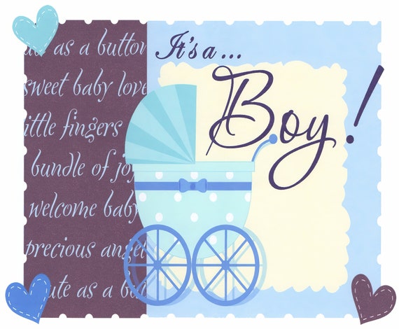 It's A Boy Stroller Baby Shower Birthday ~ Edible 2D Fondant Birthday Cake/Cupcake Topper ~ D2289