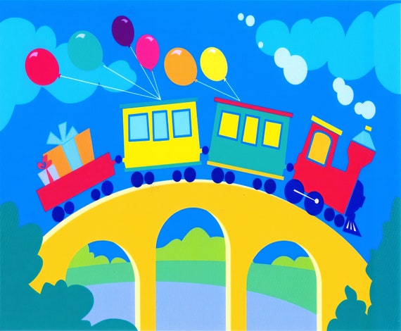 Little Trains Birthday ~ Edible 2D Fondant Birthday Cake/Cupcake Topper ~ D897