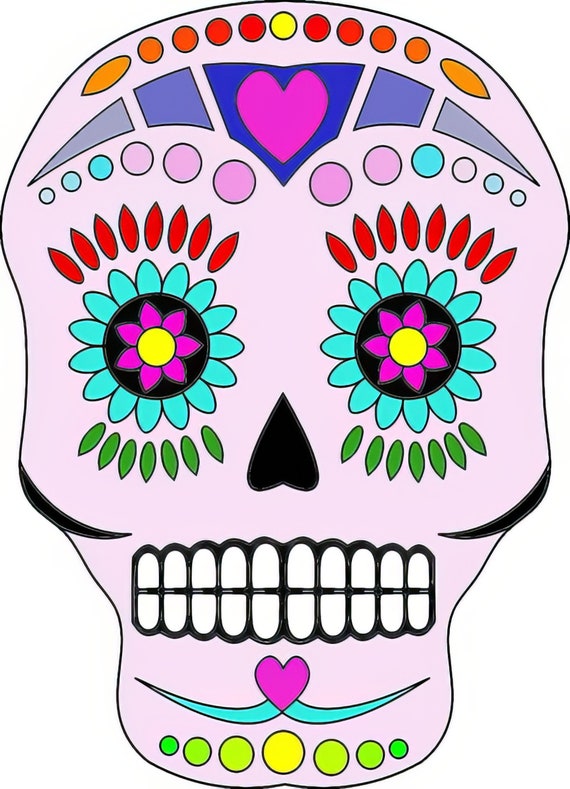 Sugar Skull Halloween ~ Edible 2D Fondant Birthday Cake/Cupcake Topper ~ D5829