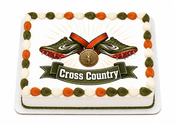 Cross Country Medal Shoes Edible Cake Topper, Runner Team Frosting Sheet Image ~ D30195
