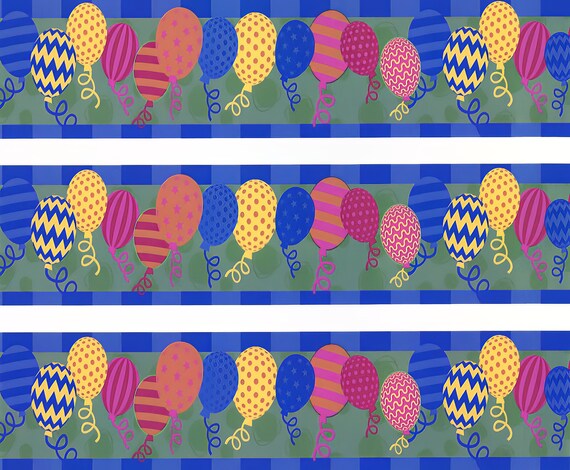 Balloons - Birthday Background - Side Strips ~ Edible 2D Fondant Birthday Cake Side Toppers ~ D2961