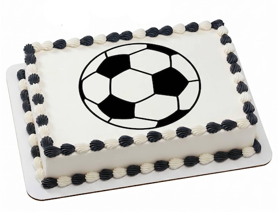 Soccer Ball Edible Cake Topper, Classic Sports Frosting Sheet Decoration ~ D875