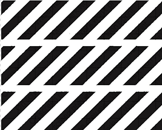 Black and White Diagonal Stripes - Side Strips ~ Edible 2D Fondant Birthday Cake Side Toppers ~ D20887