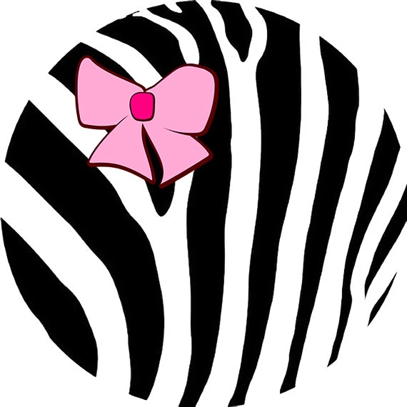 Pink Ribbon w/ Black Zebra Print - Background Birthday ~ Edible 2D Fondant Birthday Cake/Cupcake Topper ~ D9963