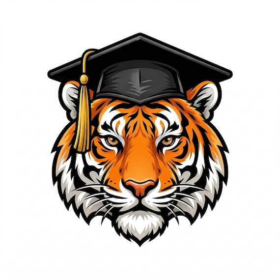 Tiger Graduation Edible Cake Topper Image, Personalized (9 Size Options) - SKU D30009